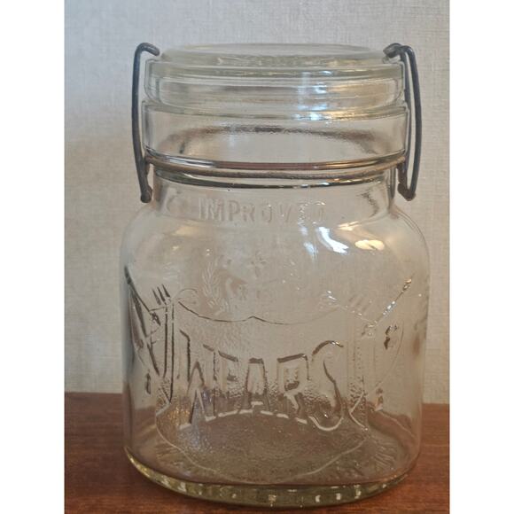 Antique c1910 Improved WEARS Smalley Pint Size Canning Fruit Jar Boston, Mass - Picture 1 of 9